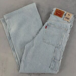 Levis Jeans Womens Sz W27 L31 Cinch Baggy Hickory Stripe Carpenter  Blue White